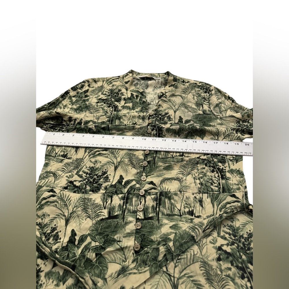 Zara Tropical Print Belted Shirt Dress XL - Picture 8 of 12